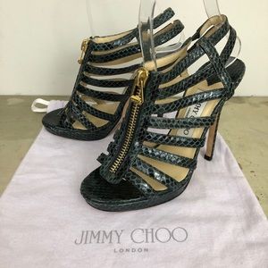 Jimmy Choo Glenys Elaphe Snakeskin Sandal Gladiator Platform Heels